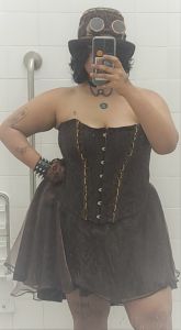 Adult Female Costumes to Hire - Steampunk : Micayla Brown Corset & Skirt